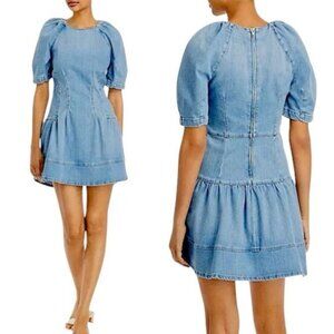 NWT Jonathan Simkhai Holland Light Blue Short Denim Dress Size Large